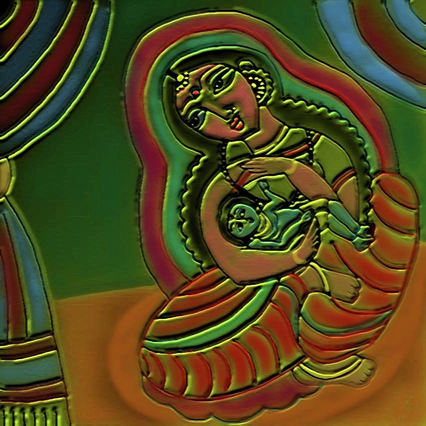 Devaki And Baby Krishna Digital Art by Latha Gokuldas Panicker
