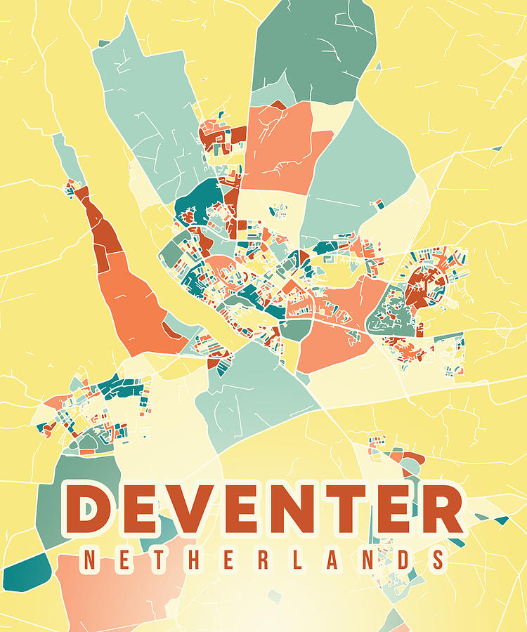 Deventer Netherlands Map Digital Art by Alexandru Chirila - Fine Art ...