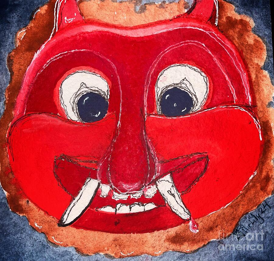 Devil Emoji in Warercolor Painting by Allie Lily Devil Emoji in Warercolor Painting by Allie Lily