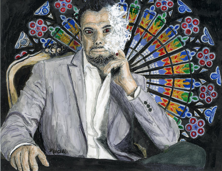 Portrait Painting - Devil in the Rose Window by Marcella Chapman