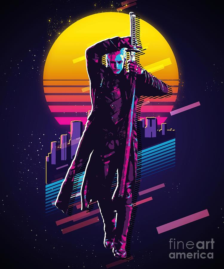 Devil May Cry Vergil 80s Retro Painting by Evans Julie - Pixels