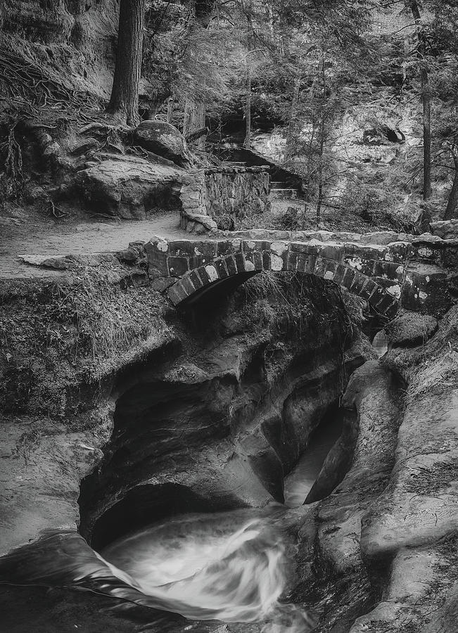 Devils Bathtub Ohio Black And White Photograph by Dan Sproul
