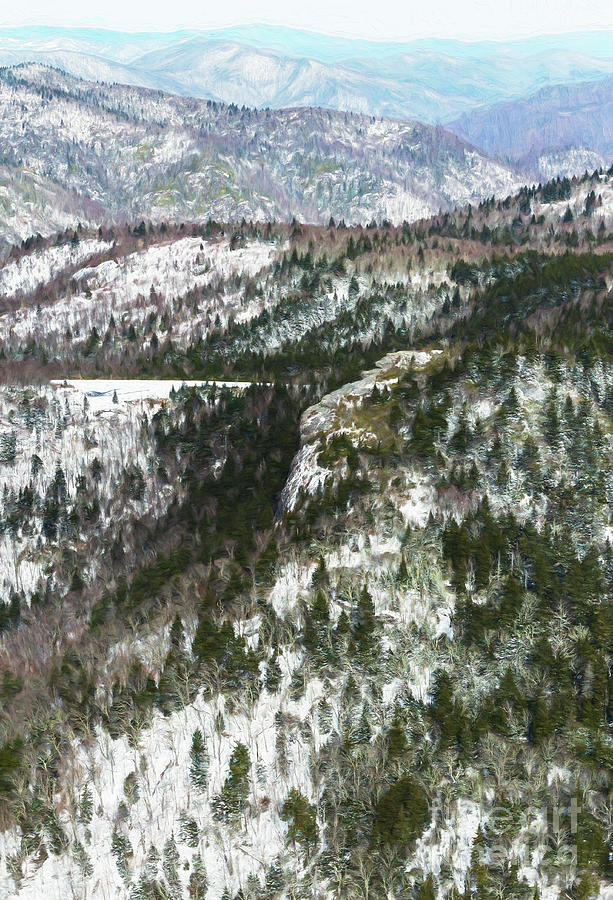 Devils Courthouse on the Blue Ridge Parkway with Snow Photograph by David Oppenheimer