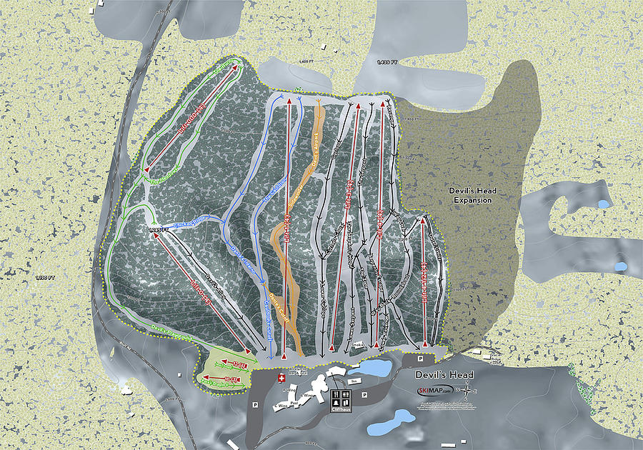 Devil's Head Ski Resort Map Digital Art by Powder Addicts - Fine Art ...