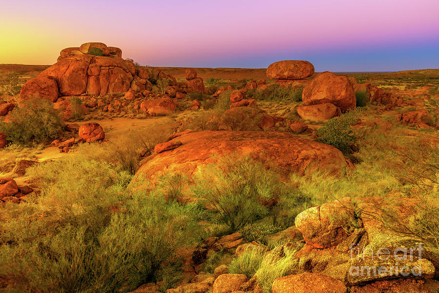 Devils Marbles sunset Photograph by Benny Marty
