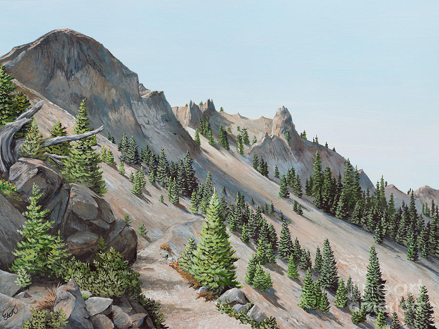 Devils Peak, Oregon Painting by Elizabeth Mordensky