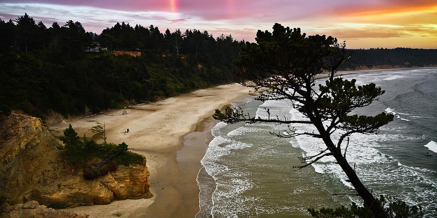 Nature Photograph - Devils Punchbowl Arch Otter Rock Beach USA Oregon Coast by Maggy Marsh