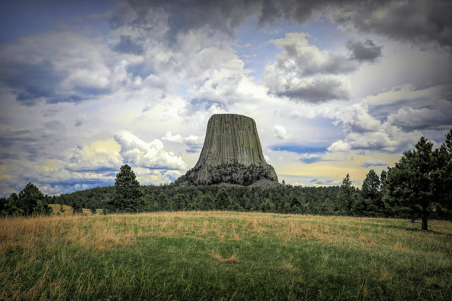 Devils Tower Dramatic Sky Photograph by Dan Sproul