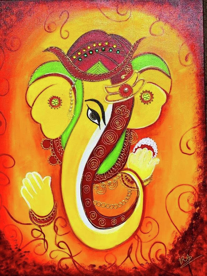 Ganesha Painting - Devine Ganesha by IRA World Art