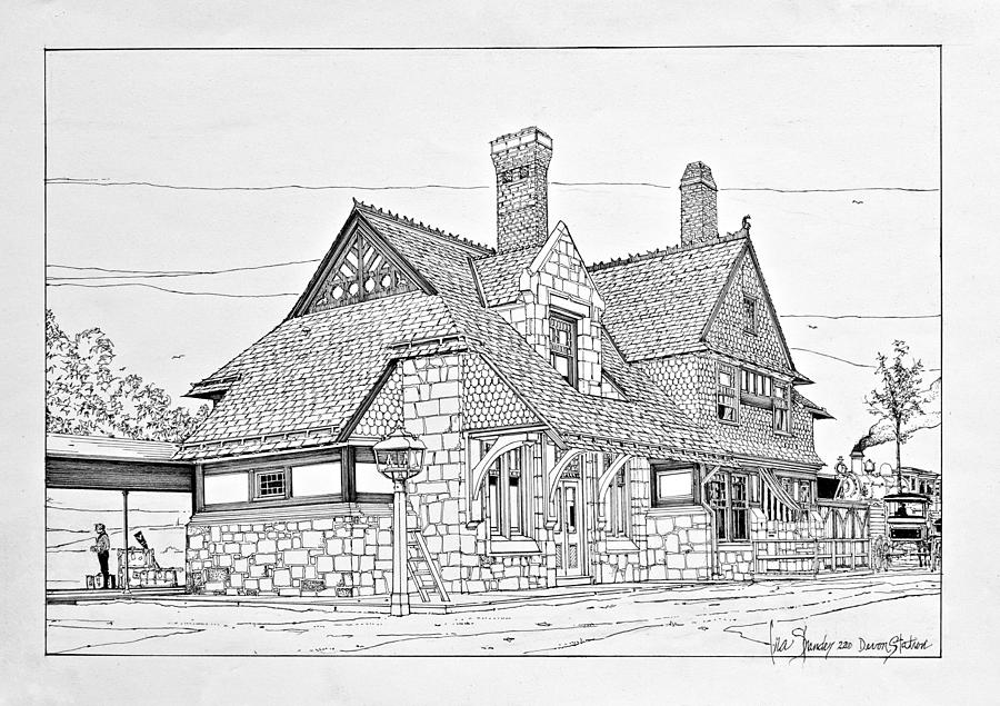 Devon Pennsylvania Train Station 1895 Drawing by Ira Shander