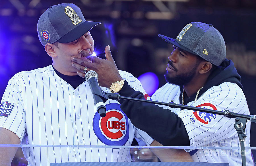 Dexter Fowler and Anthony Rizzo Photograph by Jonathan Daniel Dexter Fowler and Anthony Rizzo Photograph by Jonathan Daniel