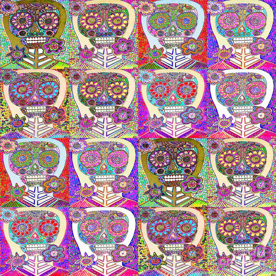 Dia de los Muertos Prism Sugar Skulls  Painting by Sandra Silberzweig