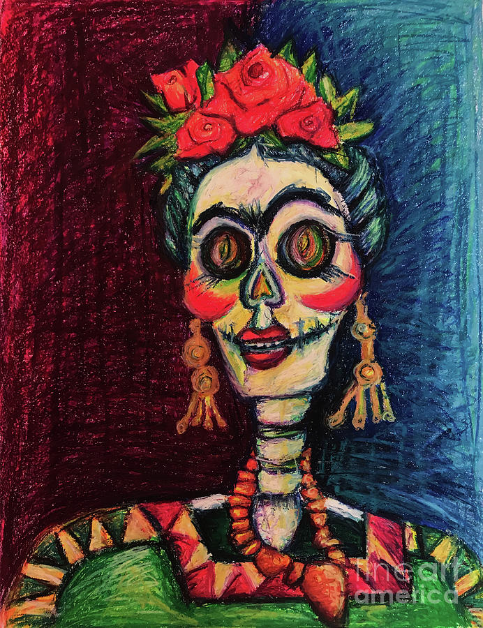 Dia De Los Muertos Smiling Skeleton Drawing by Candace Byington