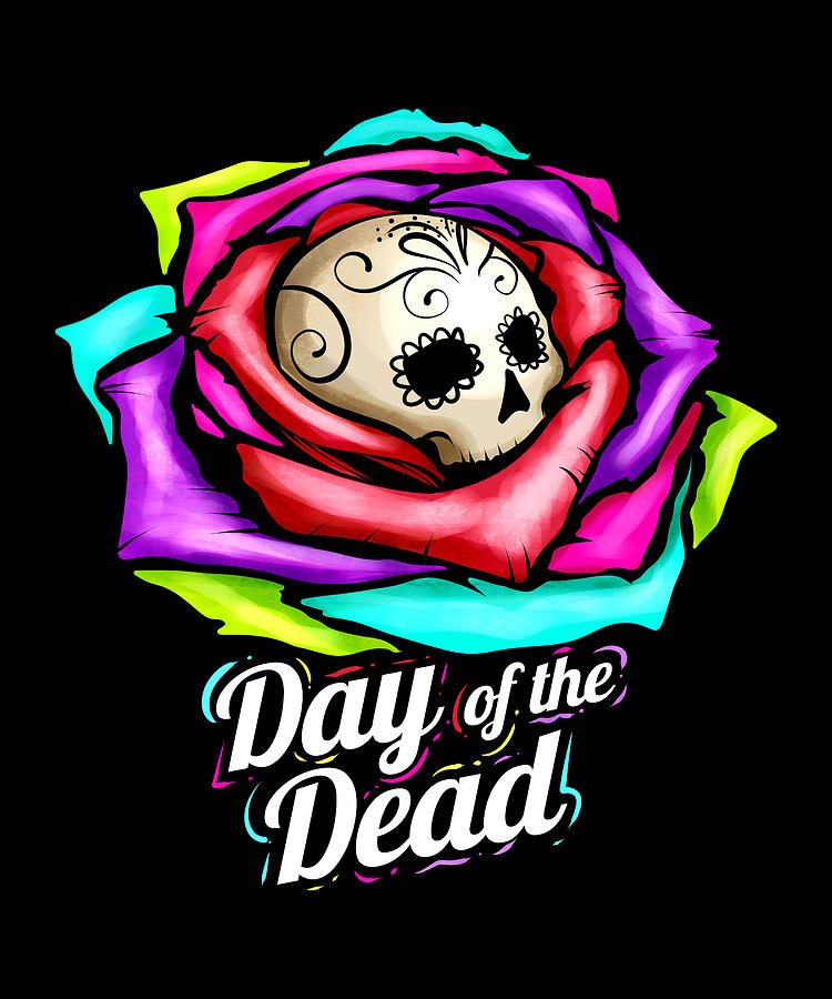 Dia De Los Muertos Sugar Skull In Rose Logo Day Of The Dead Digital Art ...