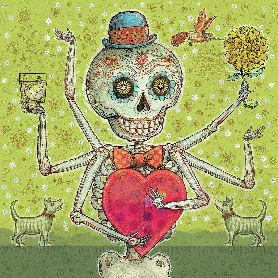 Dia de los Muertos with Heart Digital Art by Dennis Wunsch
