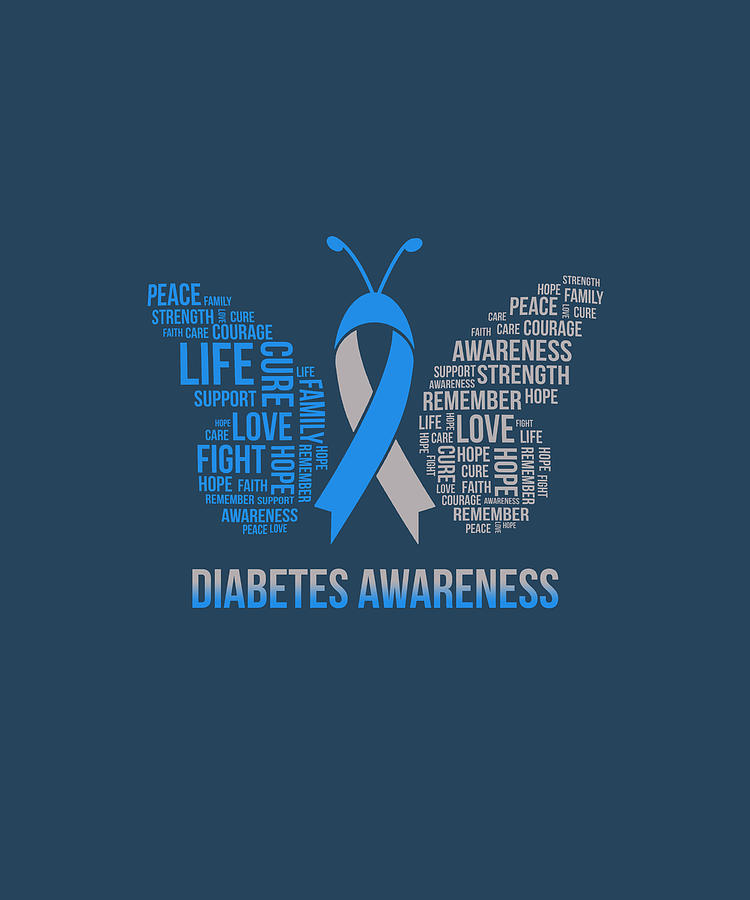 Colorful Butterfly Ribbon Diabetes Shirt Butterfly I Wear Blue For Diabetes Awareness Shirt