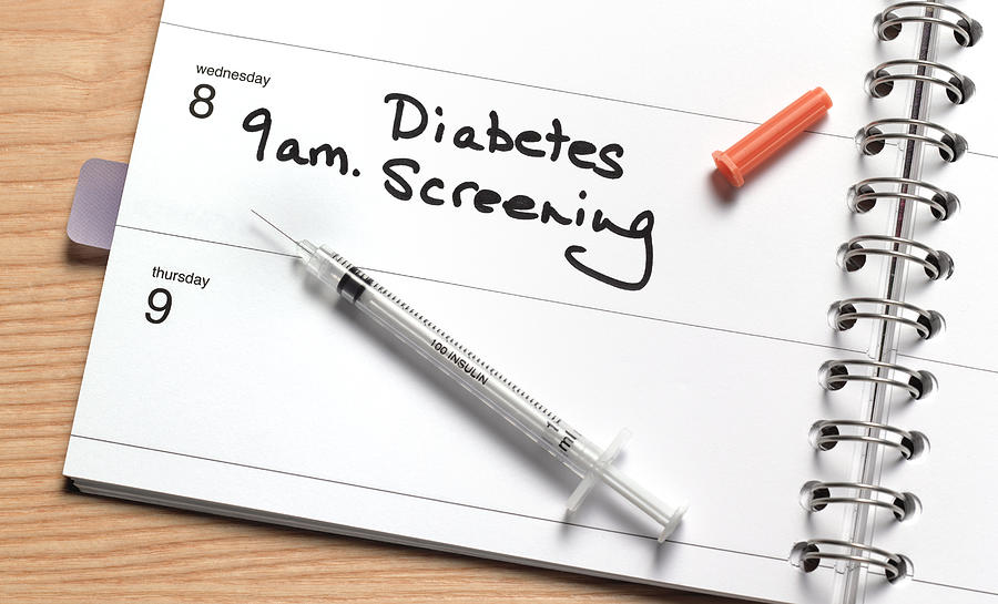 Diabetes screening in diary Photograph by Peter Dazeley