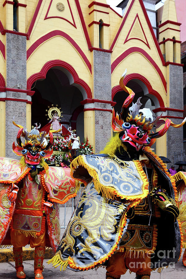 Peru Photograph - Diablada devil dancers at the Virgen de la Candelaria festival Puno Peru by James Brunker