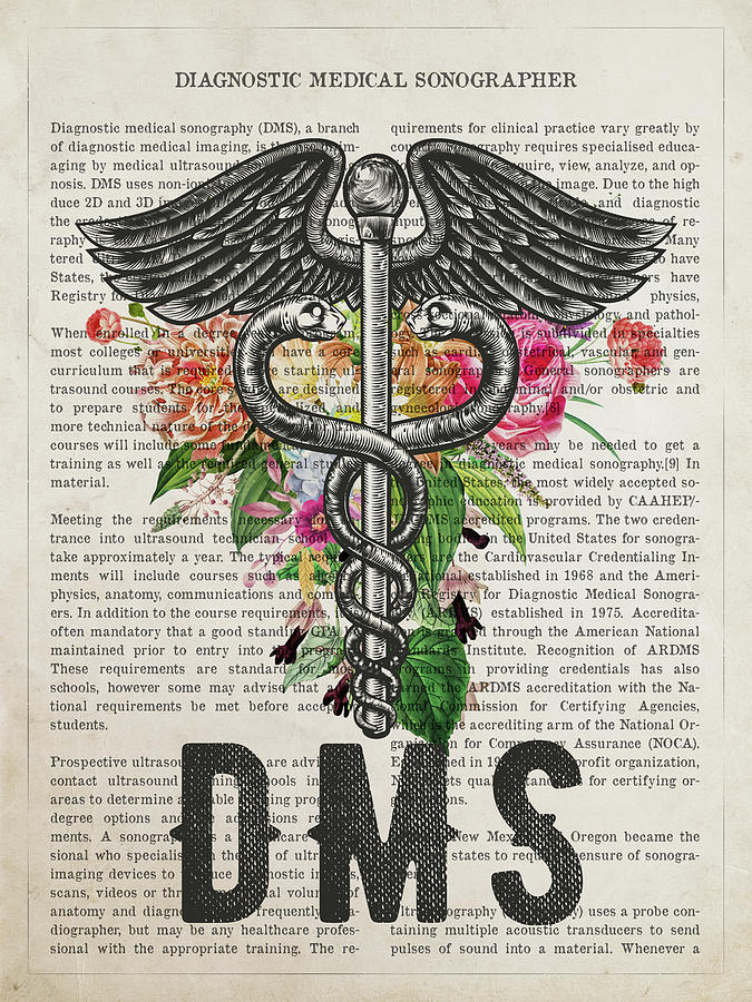 Diagnostic Medical Sonographer With Flowers Print Dms Digital Art