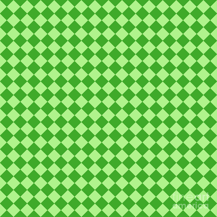 Diagonal Chequered Checkerboard Pattern In Light Apple And Grass Green N.1740 Painting