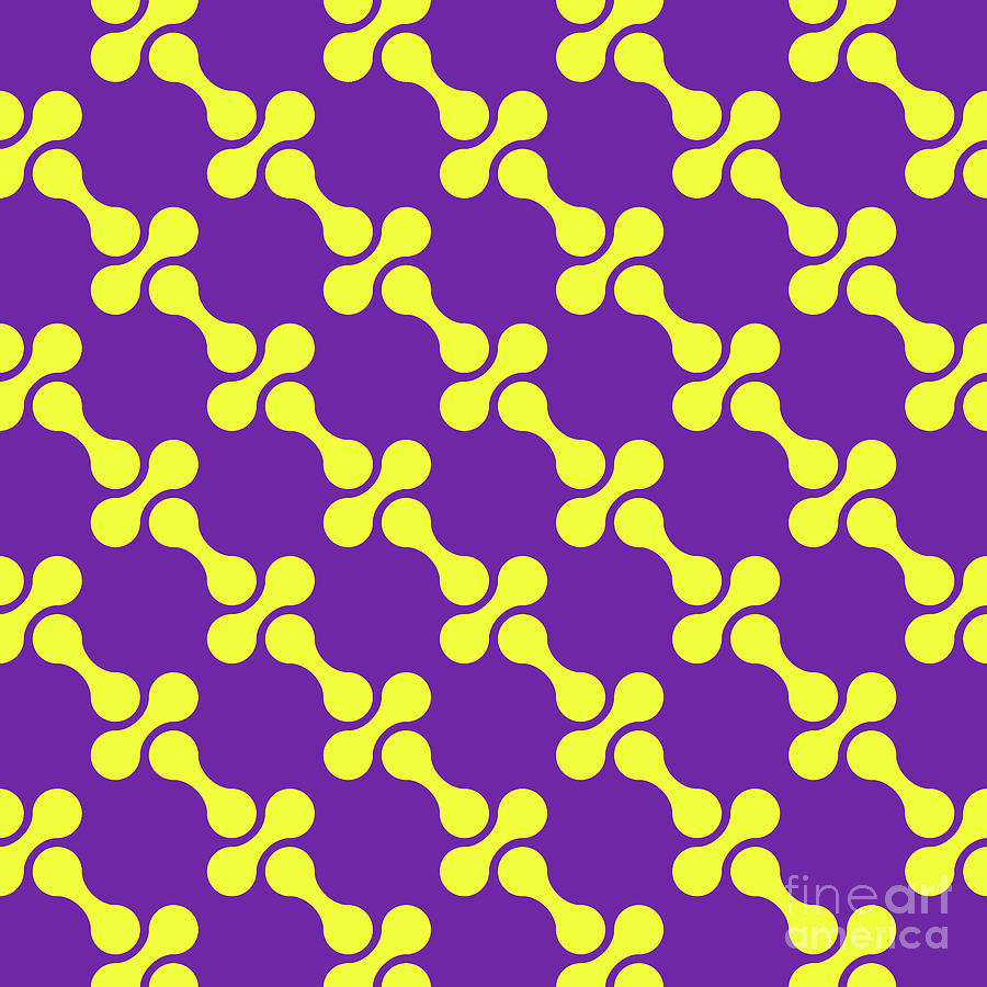 Diagonal Curved Bone Pattern In Sunny Yellow And Iris Purple N.0070 Painting