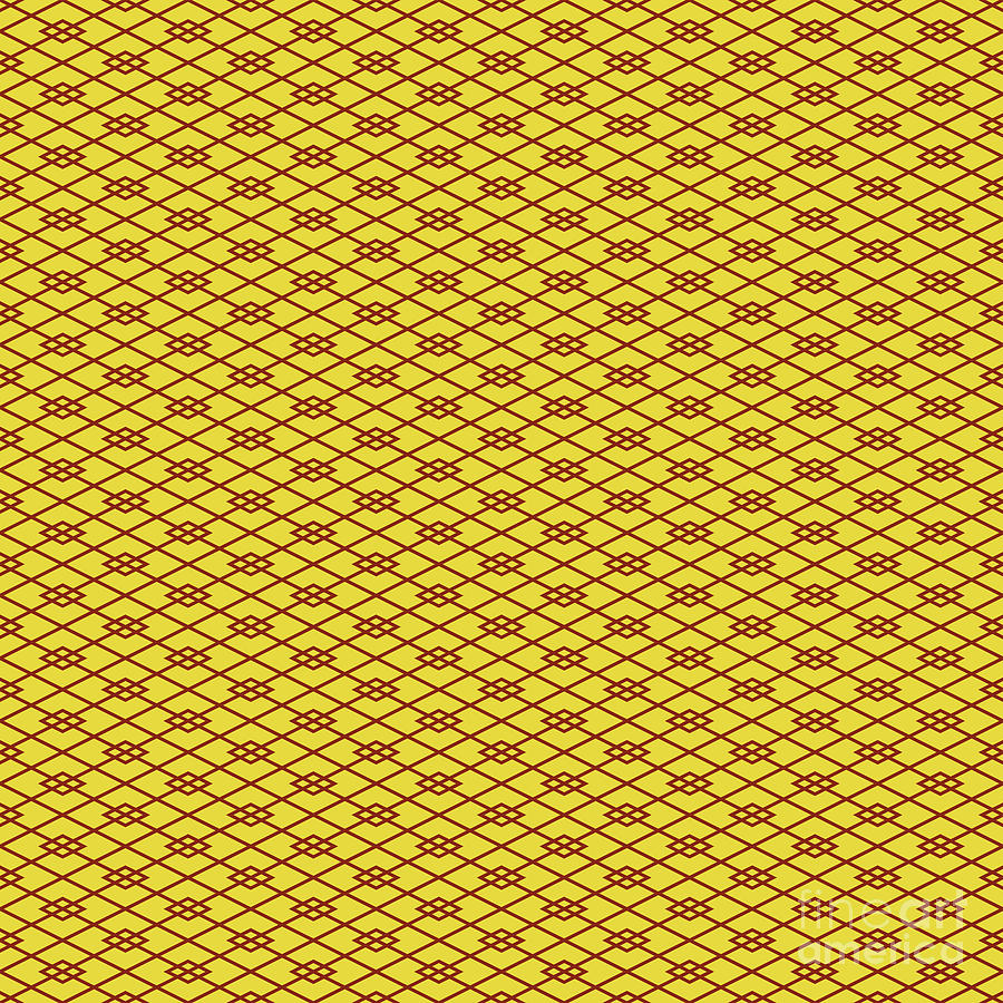 Diagonal Hishi Grid With Diamond Pattern In Golden Yellow And Chestnut Brown N.2968 Painting
