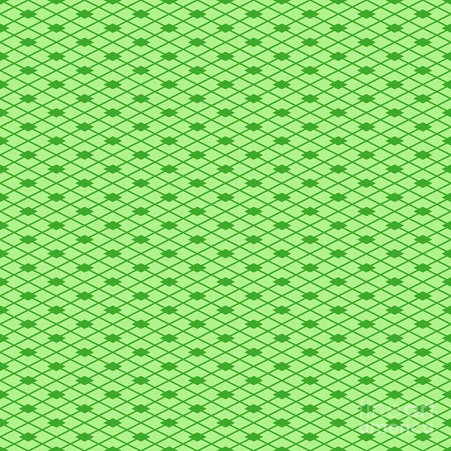 Diagonal Hishi Grid With Diamond Pattern In Light Apple And Grass Green N.2552 Painting