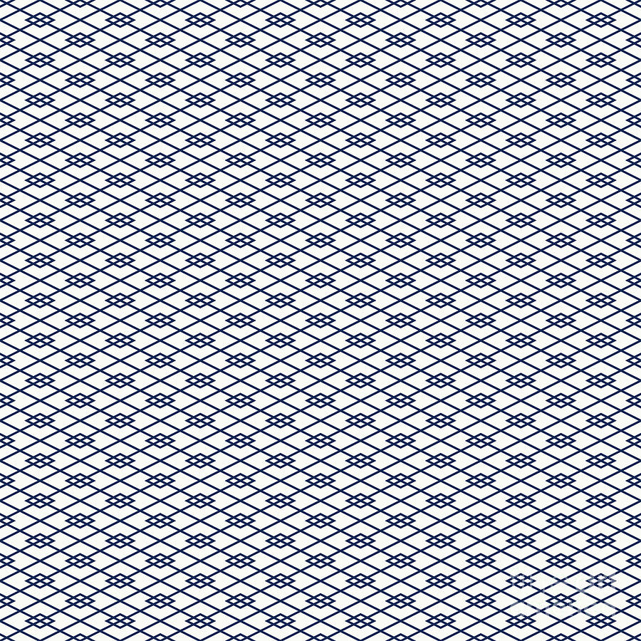 Diagonal Hishi Grid With Diamond Pattern in Soft White And Navy Blue n.2710 Painting by Holy Rock Design