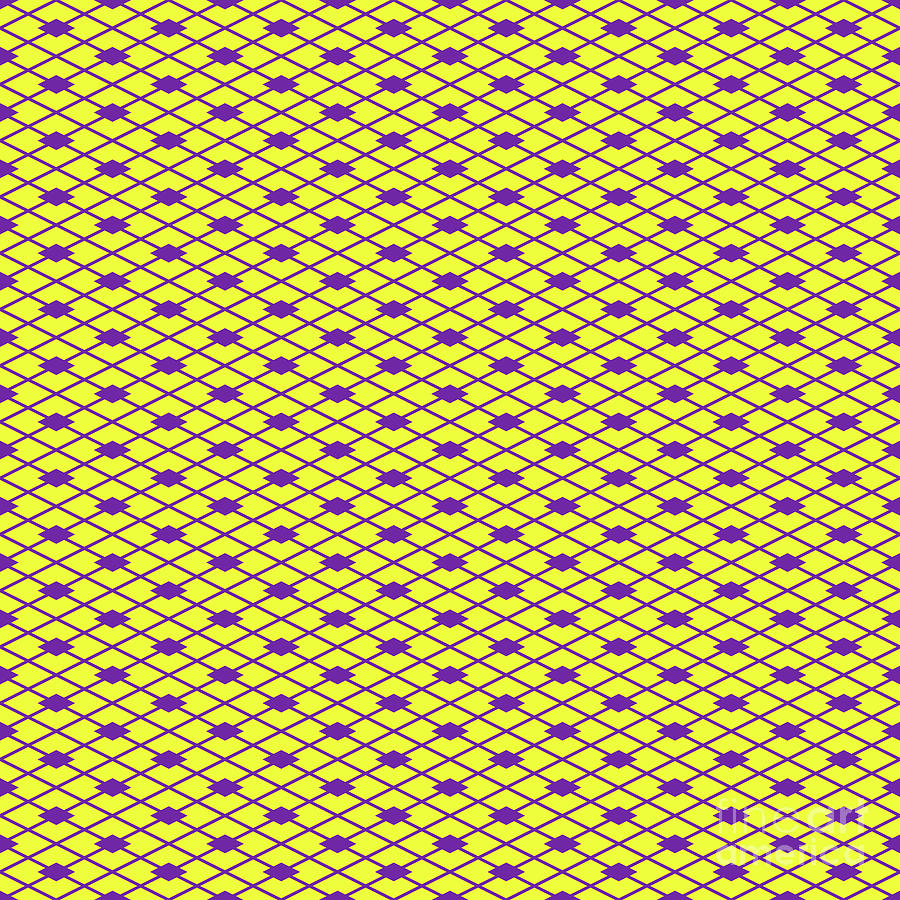 Diagonal Hishi Grid With Diamond Pattern In Sunny Yellow And Iris Purple N.2898 Painting
