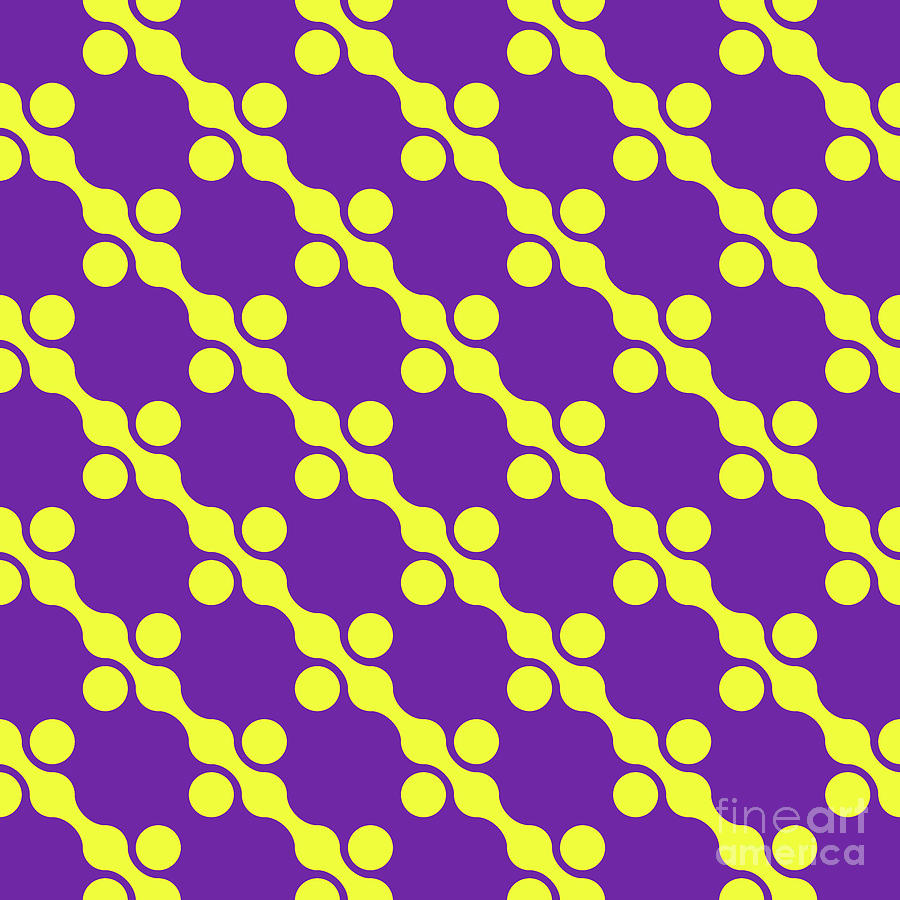 Diagonal Owl Eye Chain Pattern In Sunny Yellow And Iris Purple N.0837 Painting
