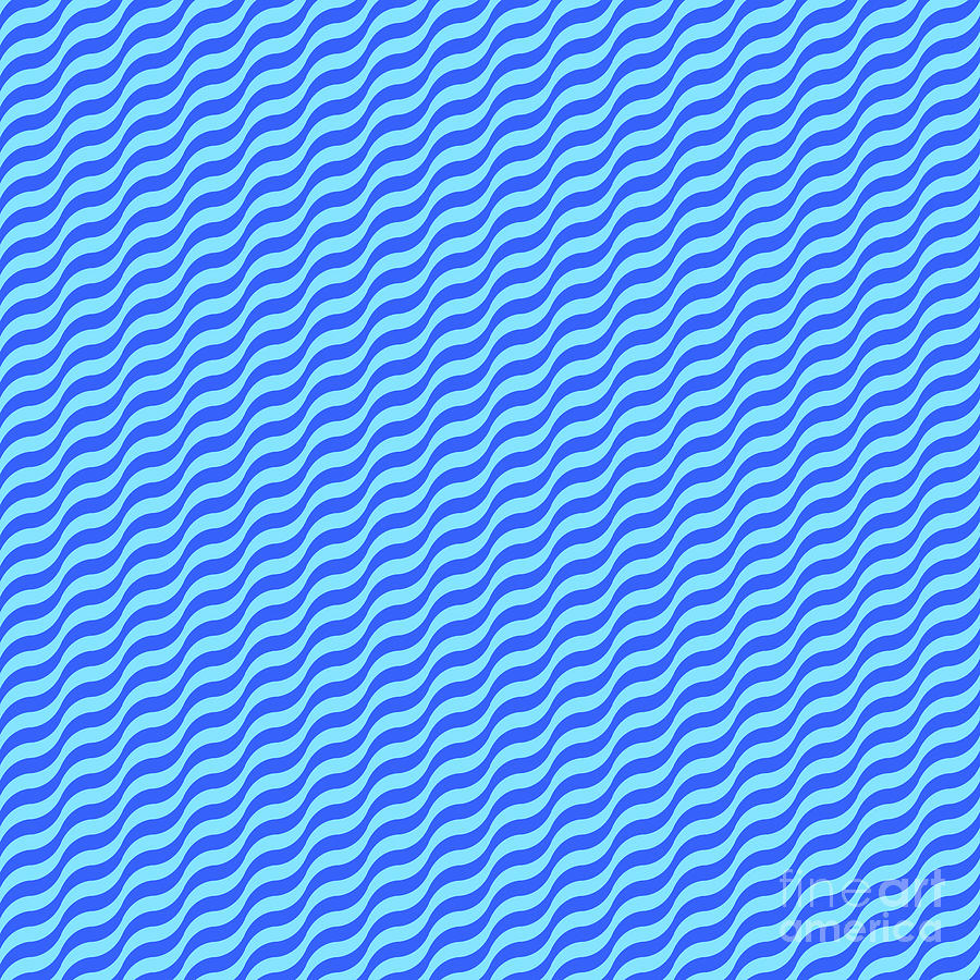 Diagonal Wavy Serpentine Stripe Pattern In Day Sky And Azul Blue N.3043 Painting