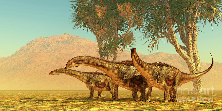 Diamantinasaurus Dinosaur Herd Digital Art By Corey Ford Pixels