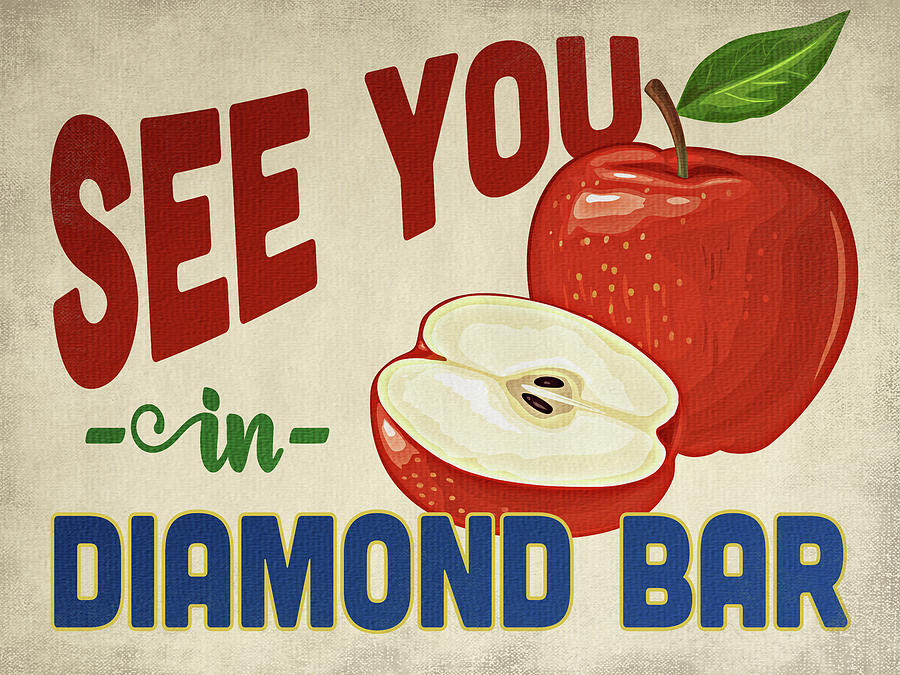 Diamond Bar California Apple - Vintage Digital Art by Flo Karp