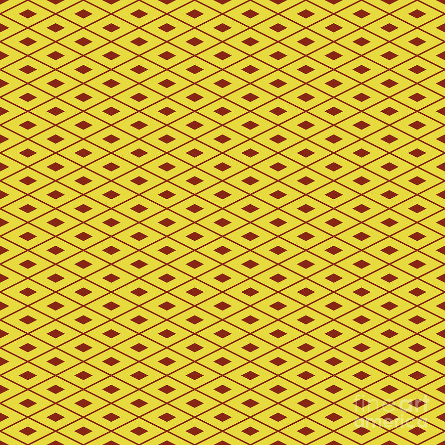Diamond Grid With Center Inset Pattern In Golden Yellow And Chestnut Brown N.1879 Painting