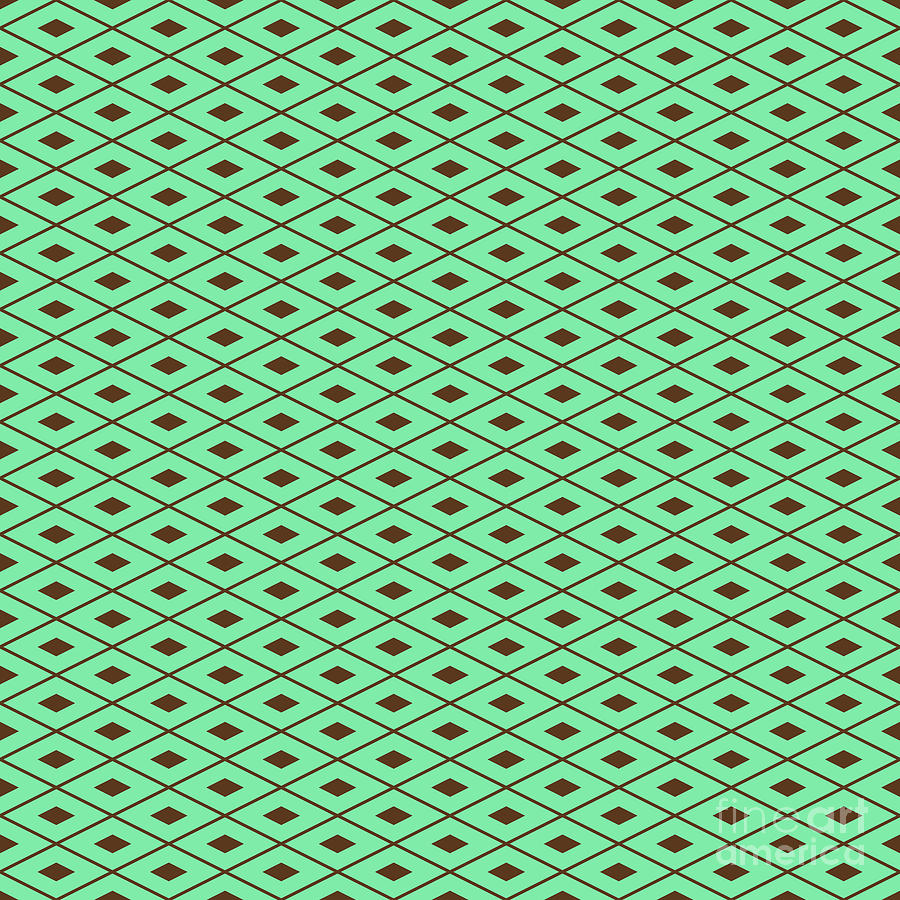 Diamond Grid With Center Inset Pattern In Mint Green And Chocolate Brown N.2389 Painting