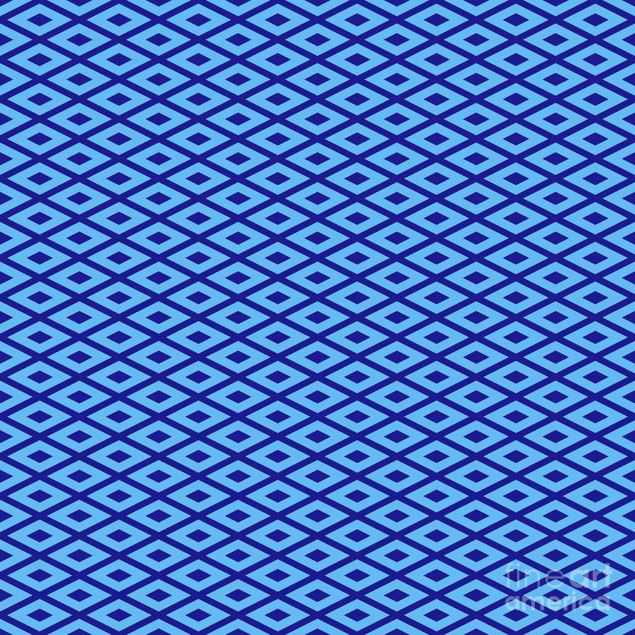 Diamond Grid With Center Inset Pattern In Summer Sky And Ultramarine Blue N.2054 Painting