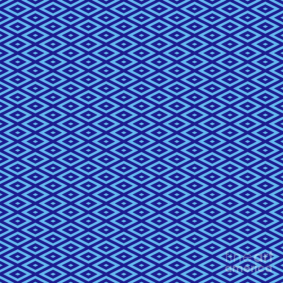 Diamond Grid With Center Inset Pattern In Summer Sky And Ultramarine Blue N.2899 Painting
