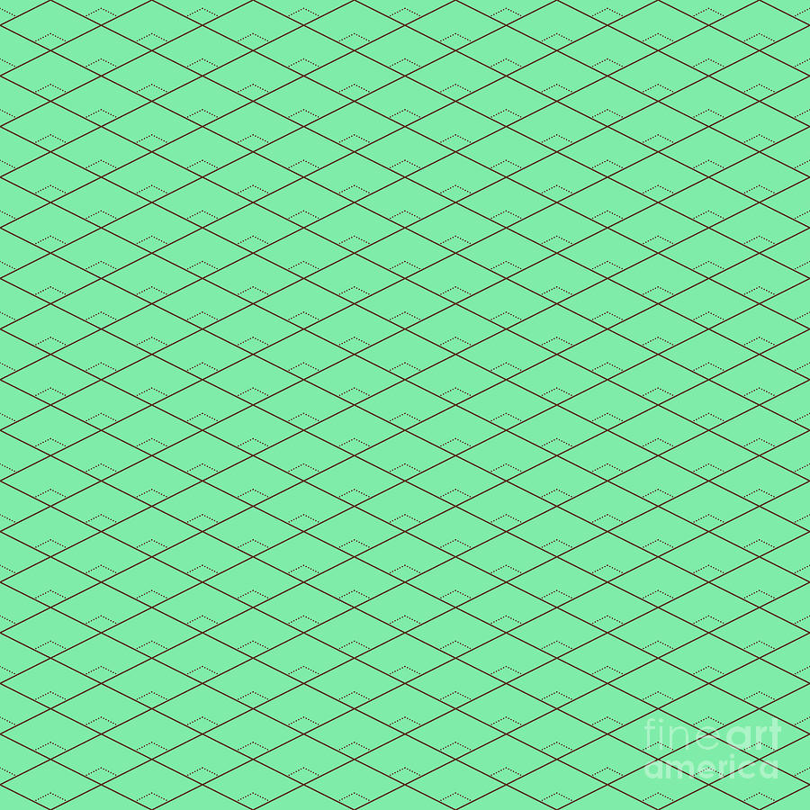 Diamond Grid With Dotted Inset Pattern In Mint Green And Chocolate Brown N.2341 Painting