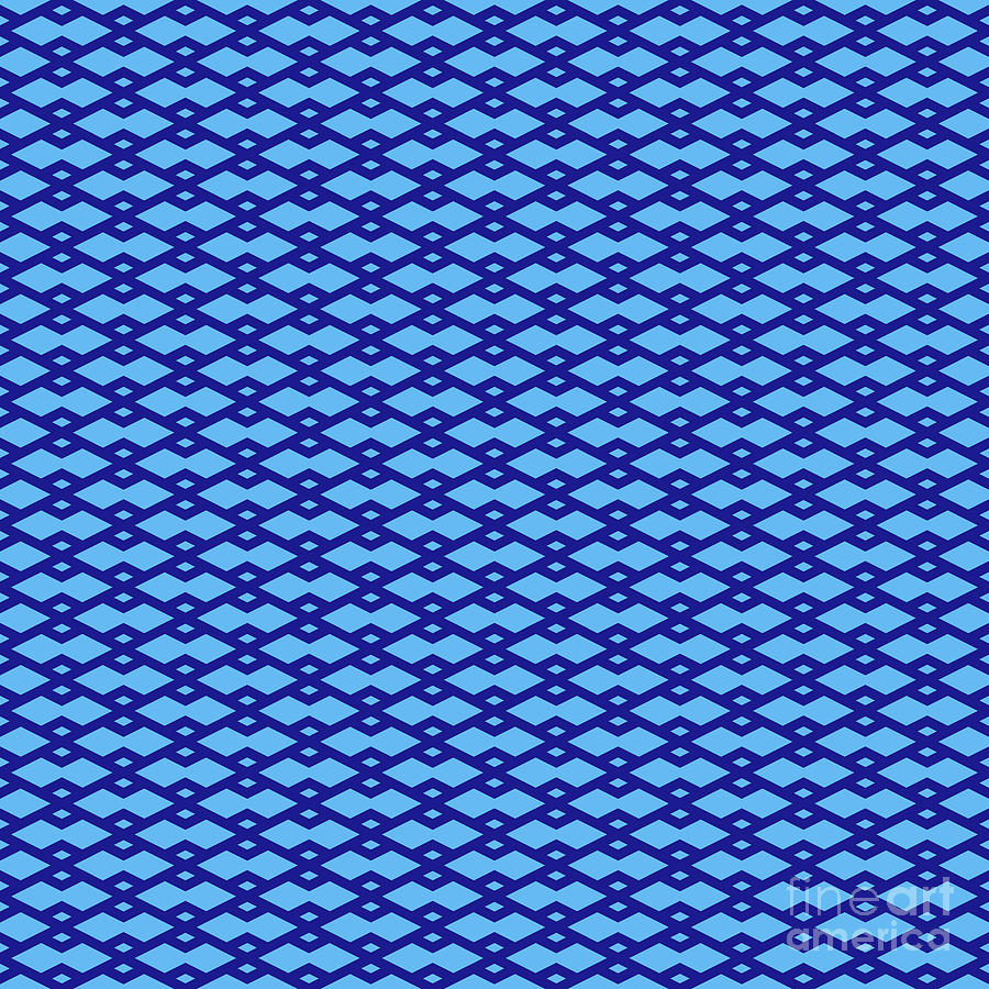 Diamond Grid With Double Inset Pattern In Summer Sky And Ultramarine Blue N.2338 Painting