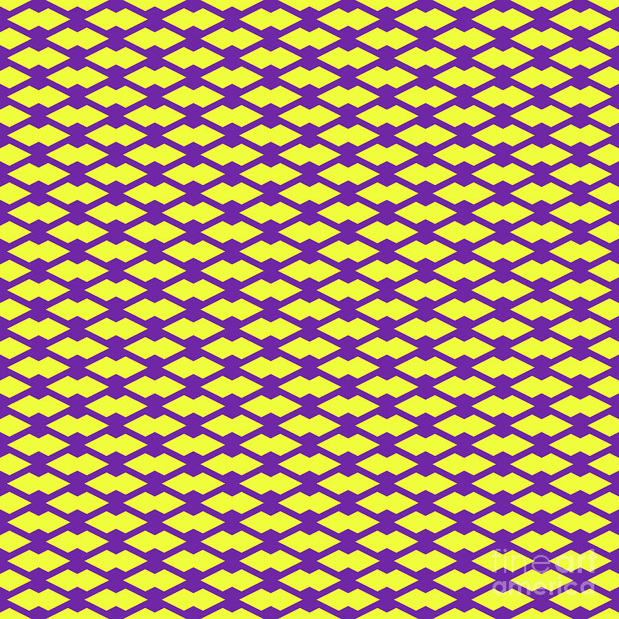 Diamond Grid With Filled Double Inset Pattern in Sunny Yellow And Iris Purple n.2955 Painting by Holy Rock Design