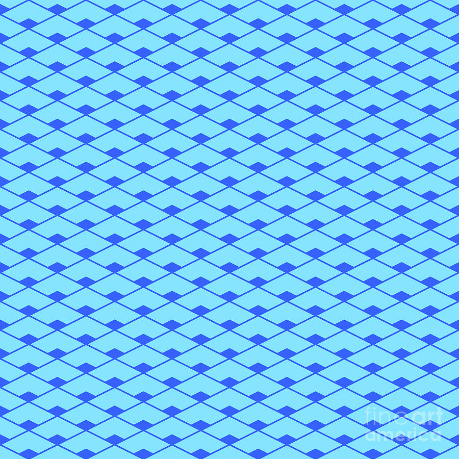 Diamond Grid With Filled Inset Pattern In Day Sky And Azul Blue N.1900 Painting