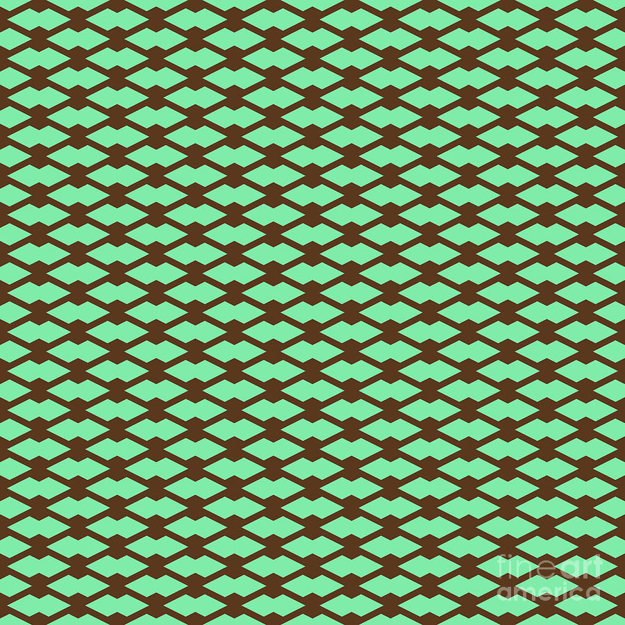 Diamond Grid With Filled Inset Pattern In Mint Green And Chocolate Brown N.2448 Painting