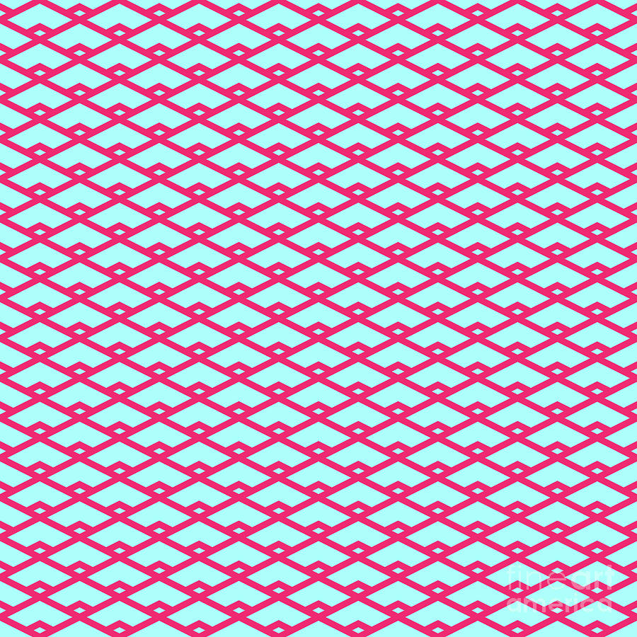 Diamond Grid With Inset Pattern in Light Aqua And Raspberry Pink n.2190 Painting by Holy Rock Design