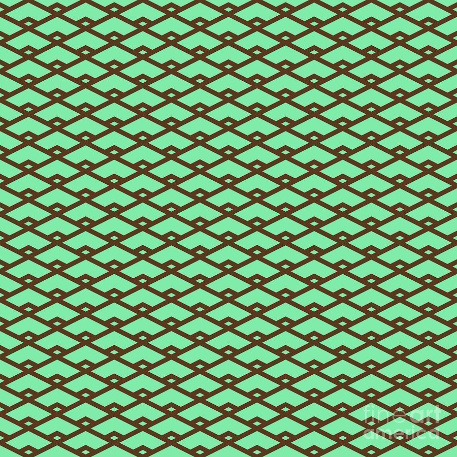 Diamond Grid With Inset Pattern In Mint Green And Chocolate Brown N.1930 Painting