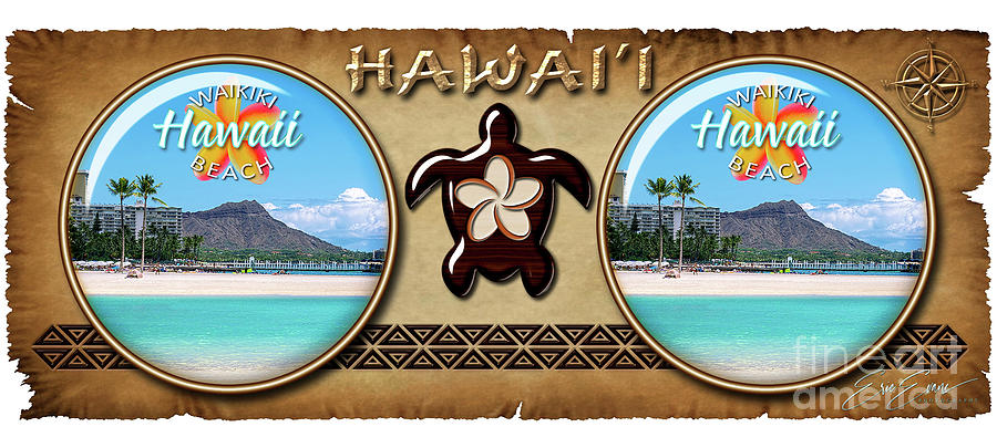 Diamond Head Hilton Lagoon Hawaiian Style Coffee Mug Design Photograph by Aloha Art
