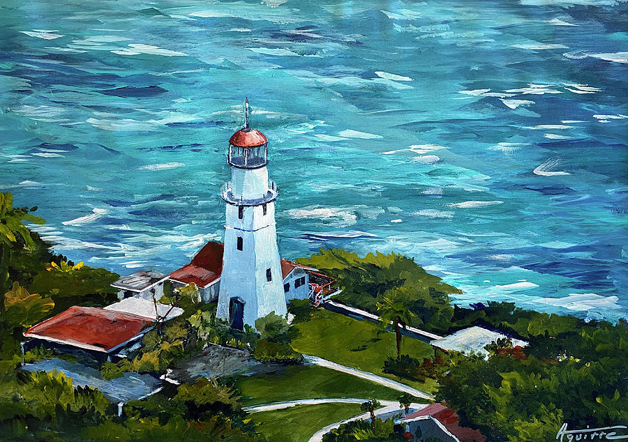 Diamond Head Lighthouse Honolulu Hawaii Watercolor Notecards 