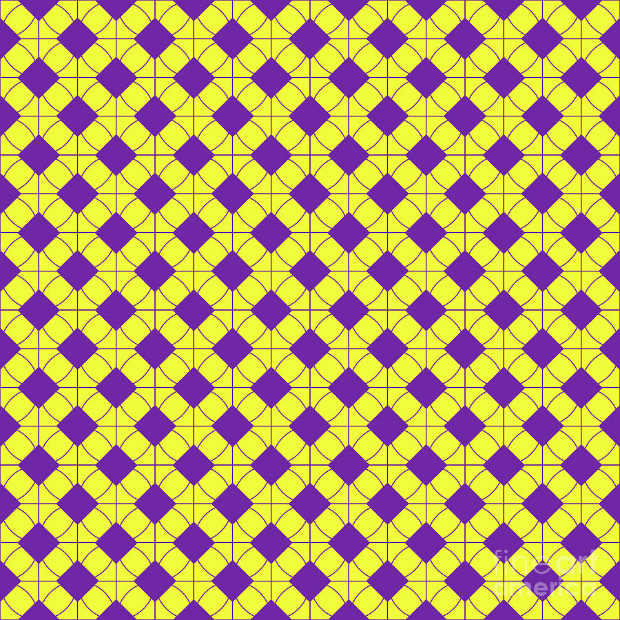 Diamond In Hex Grid Pattern In Sunny Yellow And Iris Purple N.1456 Painting