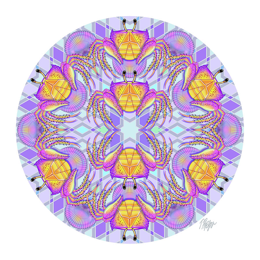 Diamond Land Crab Scallop Mandala Digital Art by Tim Phelps