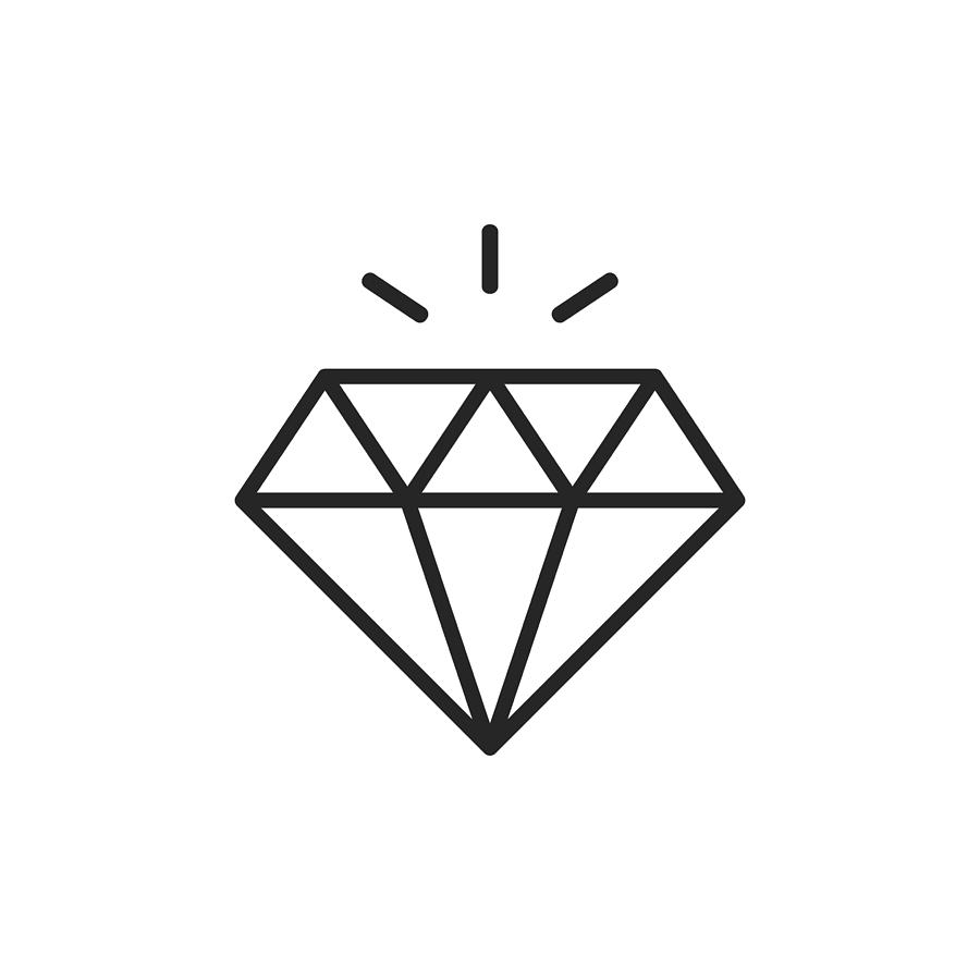 Diamond Line Icon. Editable Stroke. Pixel Perfect. For Mobile and Web. Drawing by Rambo182