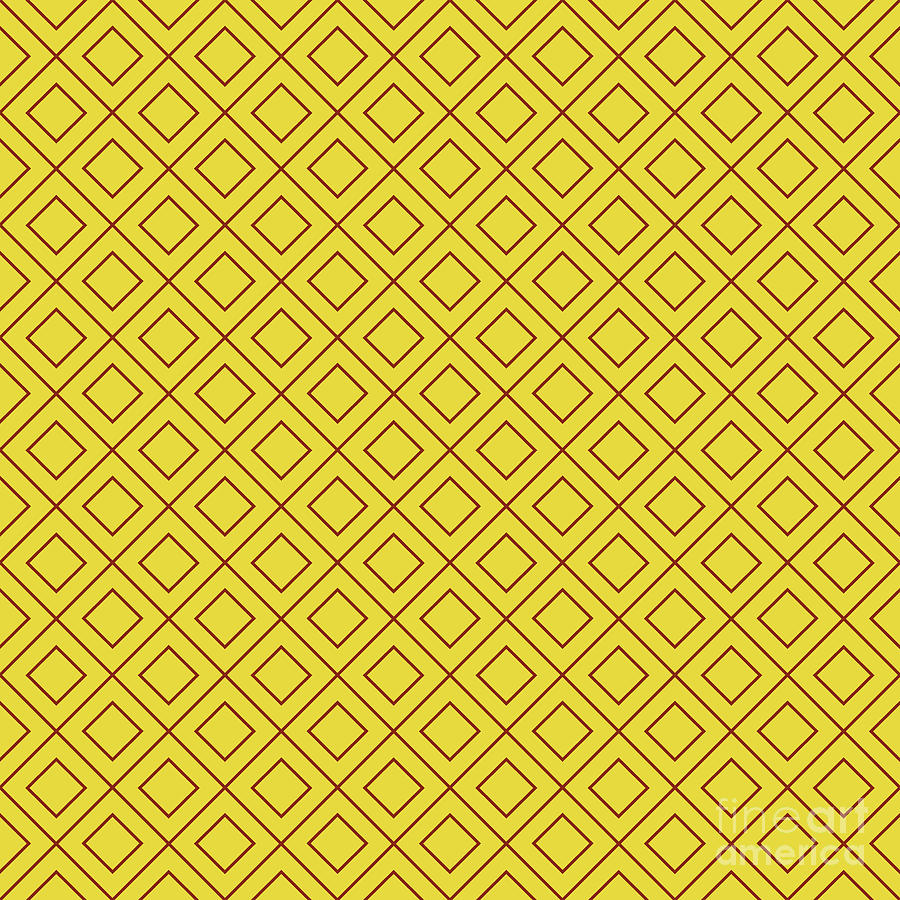 Diamond On Diagonal Grid Pattern In Golden Yellow And Chestnut Brown N.1816 Painting